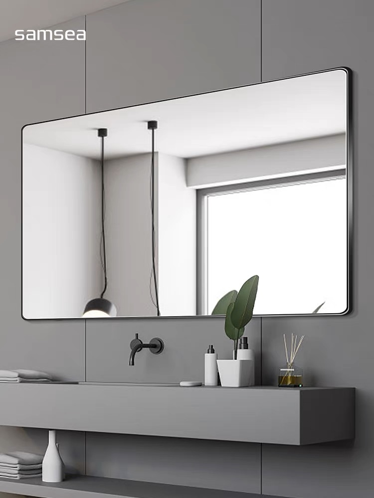 Gương phòng tắm nhà vệ sinh bồn rửa mặt đèn LED cảm ứng cao cấp bo viền đẹp GDT011 thiết kế hình chữ nhật lớn nằm ngang.